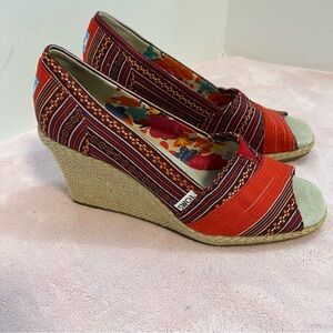 Toms Boho Wedge Shoes Sz 9.5